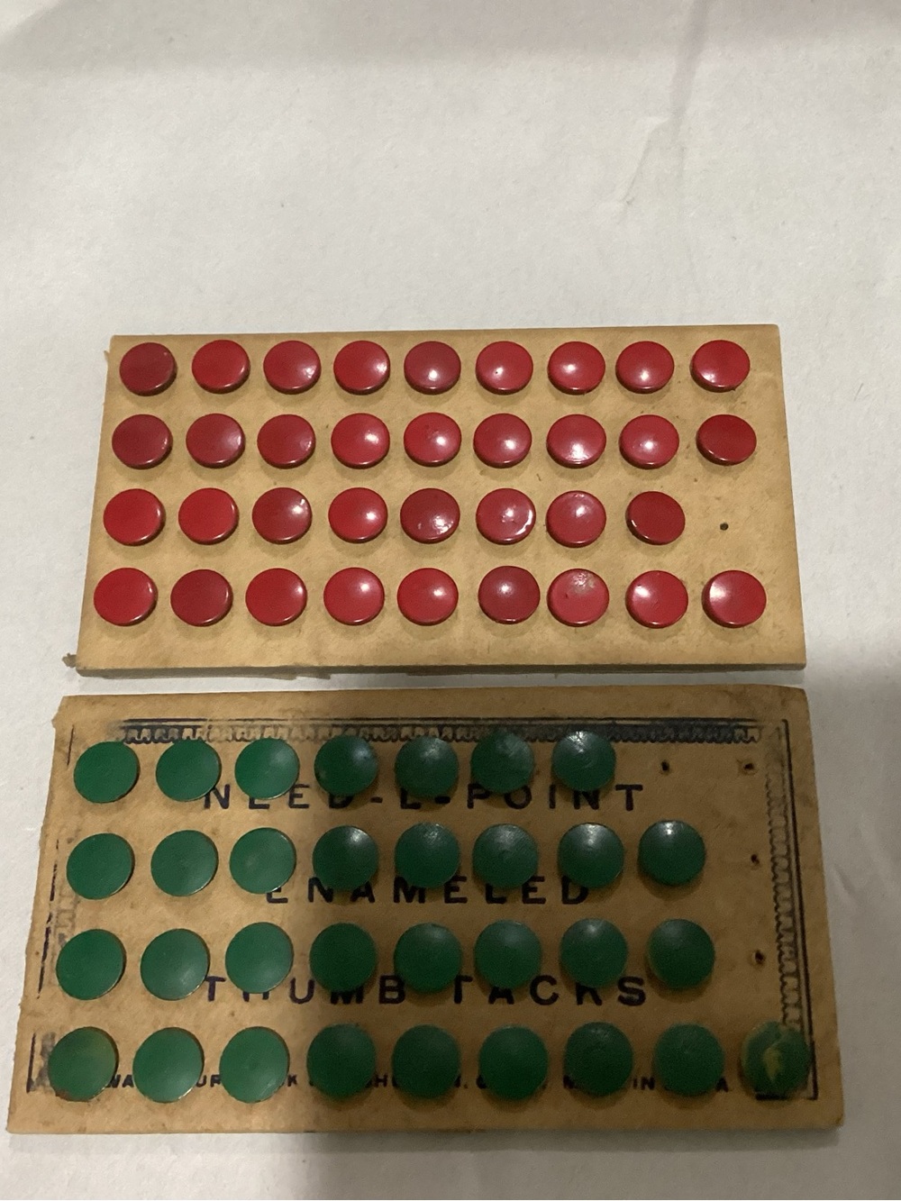 Antique . Packet of “Needle Point” enameled thumb tacks from the 1920s.